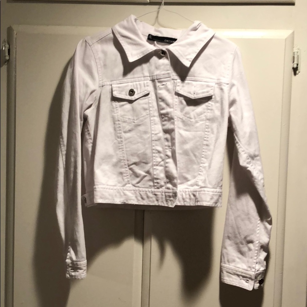Cropped White Jean Jacket